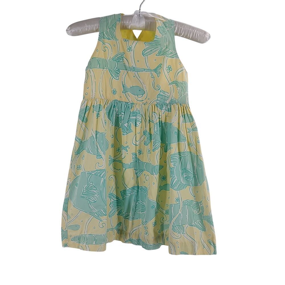 Lilly Pulitzer Vintage White label Ocean Fish shift girls dress Sz 6 resort wear